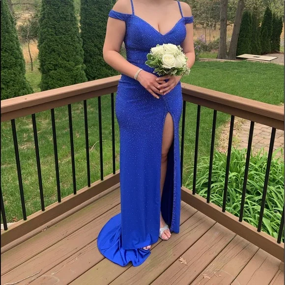 royal blue beaded prom dress SLAY GREEN CRYSTAL BEADED MAXI DRESS | CULT MIA main image 1